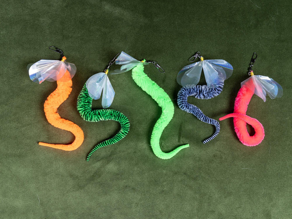 20cm Worm Cat Teaser Refill, Crinkle Wing Attachment, Interactive Hunting Toy, Sensory Cat Play, Replaceable Refill