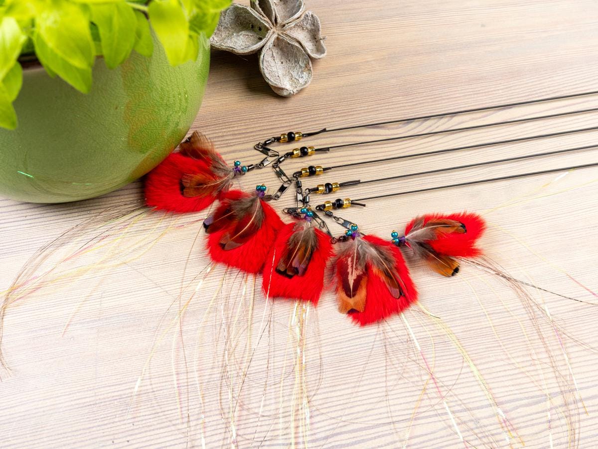 Interactive Cat Wand Toy – Insect Fly Feather and Rabbit Fur Teaser, Safe Metal Rod