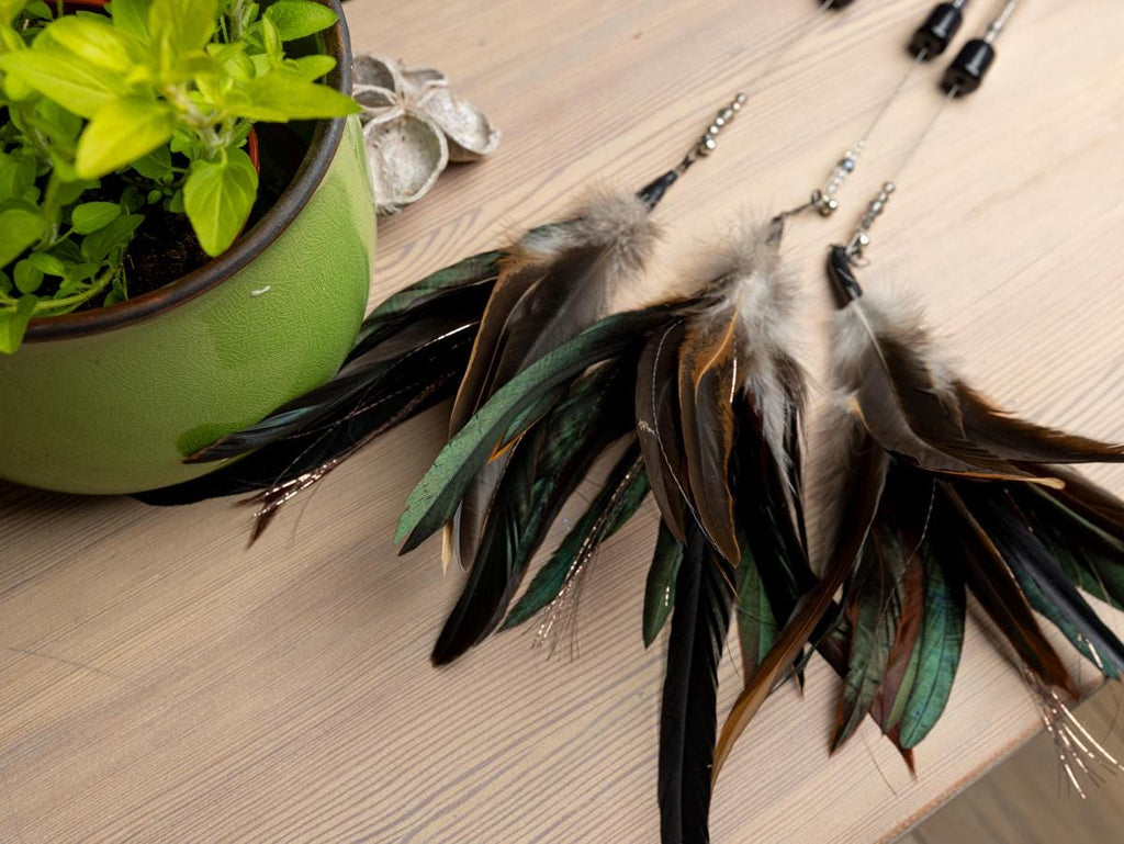 30+20cm Handmade White Feather Cat TOY – Cat Teaser, Pet Gift, Show