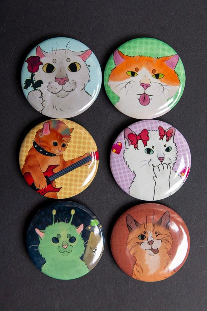 Button pins/badges - Original Artwork Cat 45mm